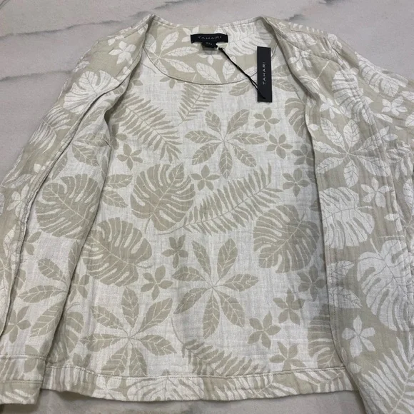 Tahari Jacket size Small Linen Cotten Blend Tan White NWT - Picture 8 of 9
